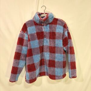 Eddie Bauer Fleece Quarter Zip Checkered Women's XL